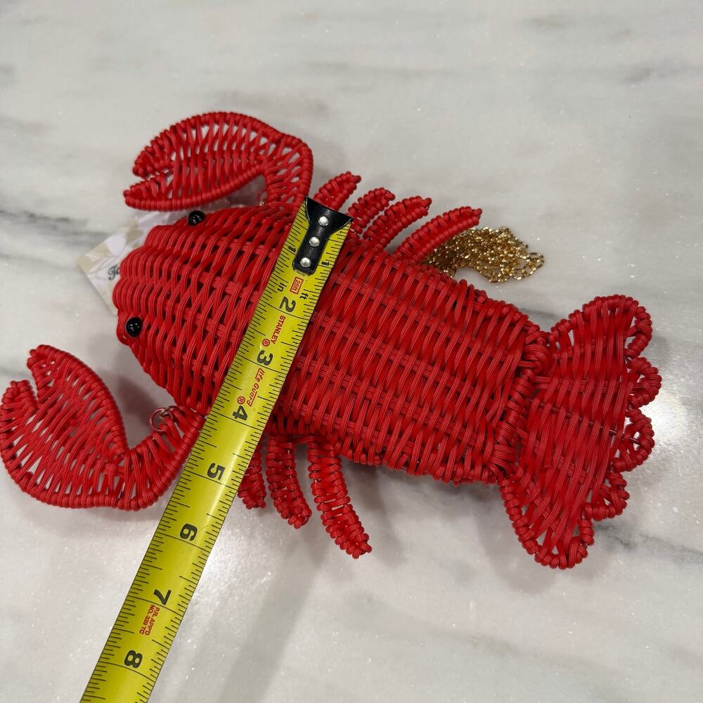 Tommy Bahama Rattan Lobster Bag Red Wicker Crossbody Gold Chain NWT FIRM on Posh - Picture 10 of 16
